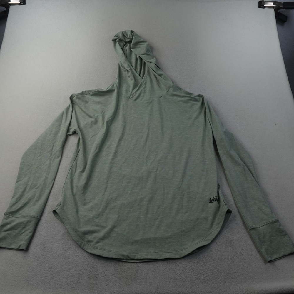 REI Co-op Sahara Shade Hoodie Womens L Green UPF 50 Sun Shirt Hiking Thumbholes